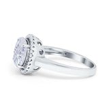 Halo Engagement Ring Large Round Simulated Cubic Zirconia 925 Sterling Silver