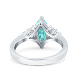 Vintage Art Deco Marquise Wedding Ring Simulated Paraiba Tourmaline CZ 925 Sterling Silver