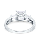 Princess Cut Art Deco Wedding Ring Simulated Cubic Zirconia 925 Sterling Silver