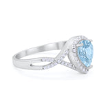 Teardrop Wedding Promise Ring Infinity Round Simulated Aquamarine CZ 925 Sterling Silver