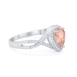 Teardrop Wedding Promise Ring Infinity Round Simulated Morganite CZ 925 Sterling Silver