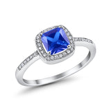 Halo Accent Engagement Ring Simulated Tanzanite CZ 925 Sterling Silver