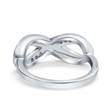 Infinity Ring Lab Created White Opal Round Simulated Cubic Zirconia 925 Sterling Silver
