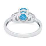 Oval Art Deco Wedding Bridal Ring Lab Created Blue Opal 925 Sterling Silver