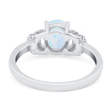 Oval Art Deco Wedding Bridal Ring Lab Created White Opal 925 Sterling Silver