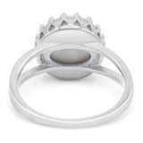 Split Shank Ring Band Round Lab Created White Opal 925 Sterling Silver (12mm)