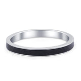 Full Eternity Stackable Wedding Band Ring Simulated Black Enamel 3mm 925 Sterling Silver