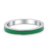 Full Eternity Stackable Wedding Band Ring Simulated Green Enamel 3mm 925 Sterling Silver