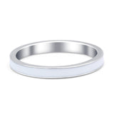 Full Eternity Stackable Wedding Band Ring Simulated White Enamel 3mm 925 Sterling Silver