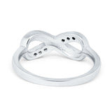 Infinity Ring Crisscross Lab Created White Opal 925 Sterling Silver