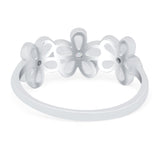 Plumeria Flower Ring Band Lab Created Blue Opal 925 Sterling Silver (8mm)