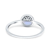 Fashion Ring Lab Created Light Blue Opal Round Cubic Zirconia 925 Sterling Silver