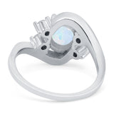 Swirl Oval Wedding Bridal Ring Lab Created White Opal 925 Sterling Silver