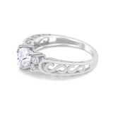 Filigree Heart Promise Wedding Ring Simulated Cubic Zirconia 925 Sterling Silver