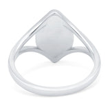 Solitaire Ring Marquise Shape Lab Created White Opal Split Shank 925 Sterling Silver (15mm)