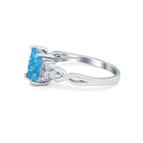 Emerald Cut Wedding Bridal Ring Lab Created Blue Opal 925 Sterling Silver