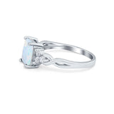 Emerald Cut Wedding Bridal Ring Lab Created White Opal 925 Sterling Silver