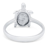 Turtle Ring Band Lab Created White Opal 925 Sterling Silver (14mm)
