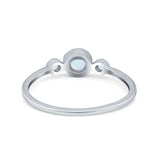 Fashion Style Band Ring Round Lab Created White Opal 925 Sterling Silver