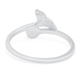 Whale Tail Ring Band Lab Created White Opal 925 Sterling Silver (9mm)