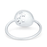 Moon and Stars Ring Band Lab Created White Opal 925 Sterling Silver (12mm)