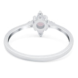 Lab Created White Opal Wedding Ring Round Simulated CZ 925 Sterling Silver (8mm)