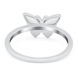 Butterfly Ring Band Lab Created White Opal 925 Sterling Silver (8mm)