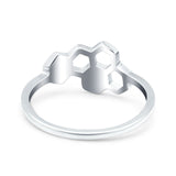 Honeycomb Band Ring Lab Created White Opal Solid 925 Sterling Silver
