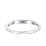 Simple Ring Band Lab Created White Opal 925 Sterling Silver (2mm)