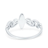 Filigree Thumb Marquise Ring Band Lab Created Blue Opal 925 Sterling Silver (9.5mm)