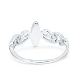 Filigree Thumb Marquise Ring Band Lab Created White Opal 925 Sterling Silver (9.5mm)
