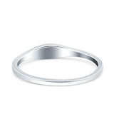 Simple Ring Band Lab Created White Opal 925 Sterling Silver (3.5mm)