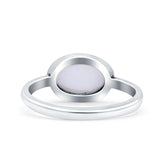 Petite Dainty Oval Lab Created White Opal Promise Ring Band Rhodium Plated Braided 925 Sterling Silver