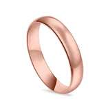 Rose Tone, Wedding Band Ring Round 925 Sterling Silver (4MM)