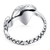 Snake Ring Oxidized Band Solid 925 Sterling Silver (14mm)