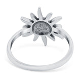 Smiling Sun Ring Oxidized Band Solid 925 Sterling Silver (13mm)