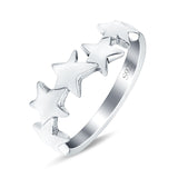 Stars Sideways Plain Ring Oxidized Band Solid 925 Sterling Silver (7mm)