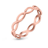 Full Eternity Infinity Braided Crisscross Rose Tone Band Ring Solid 925 Sterling Silver (3mm)
