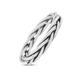 Celtic Weave Wire Rope Style Ring Oxidized Band Solid 925 Sterling Silver Thumb Ring (3.5mm)
