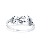 Leaves Oxidized Band Solid 925 Sterling Silver Thumb Ring (6mm)