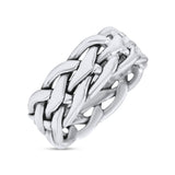 Infinity Braided Style New Design Oxidized Band Solid 925 Sterling Silver Thumb Ring 8mm(0.31)