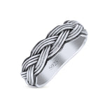 Braided Modern Thick Celtic Woven Design Oxidized Band Solid 925 Sterling Silver Thumb Ring 5mm(0.19)