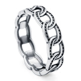 Chain Oxidized Band Solid 925 Sterling Silver Thumb Ring (6mm)