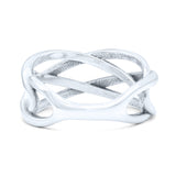 Infinity  X Cross Weave Entangle Band Oxidized Thumb Ring