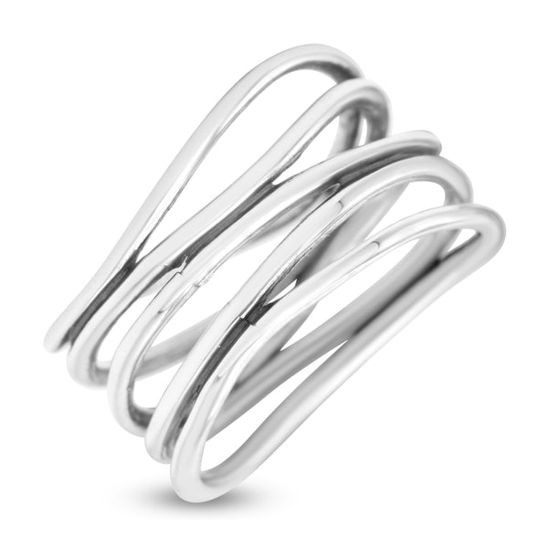 Vintage Five-Row Wavy Stackable New Designs Oxidized Band Thumb Ring