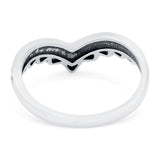 V Ring Oxidized Band Solid 925 Sterling Silver Thumb Ring (9mm)