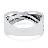 Crisscross Oxidized Band Solid 925 Sterling Silver Thumb Ring (8mm)