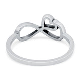 Infinity Heart Oxidized Band Solid 925 Sterling Silver Thumb Ring (8mm)
