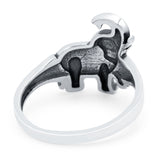 Elephant Oxidized Band Solid 925 Sterling Silver Thumb Ring (14mm)