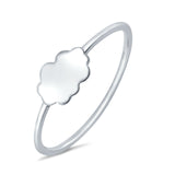 Simple Plain Petite Dainty Cloud Ring Band Rhodium Plated Solid 925 Sterling Silver (6mm)